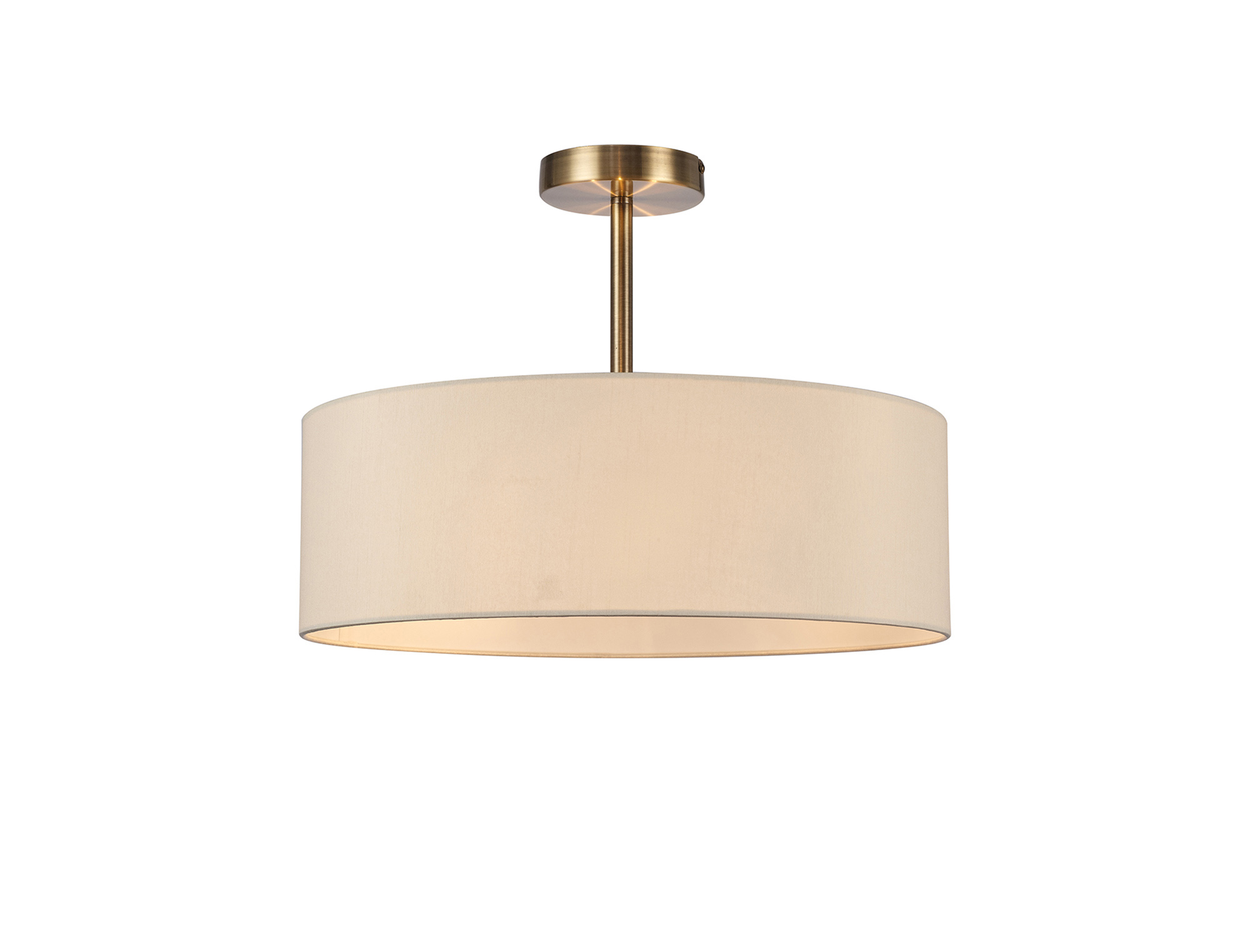 DK0698  Baymont 45cm Semi Flush 3 Light Antique Brass, Ivory Pearl/White